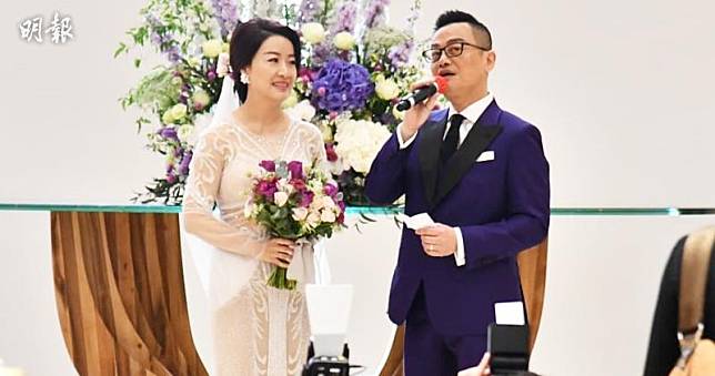 劉坤銘今天再婚，迎娶香港基督教女青年會總幹事的楊建霞為妻。（劉永銳攝）