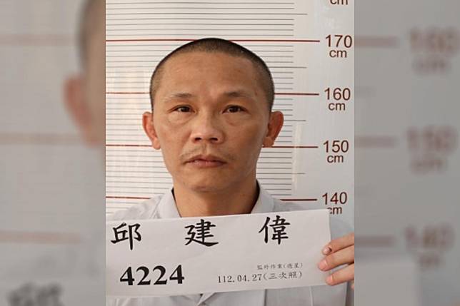 嘉義看守所受刑人邱建偉返家探親卻逾假未歸，目前下落不明。（取自刑事局）