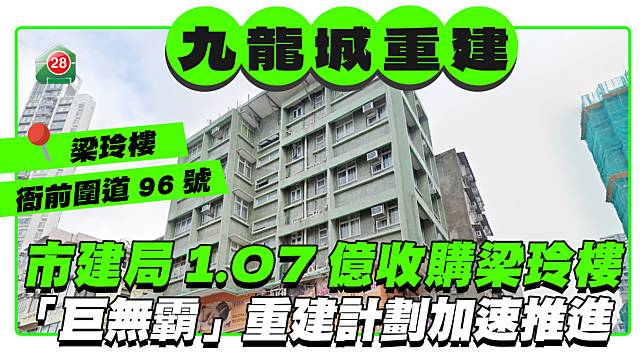 市建局1.07億收購梁玲樓 九龍城「巨無霸」重建計劃加速推進