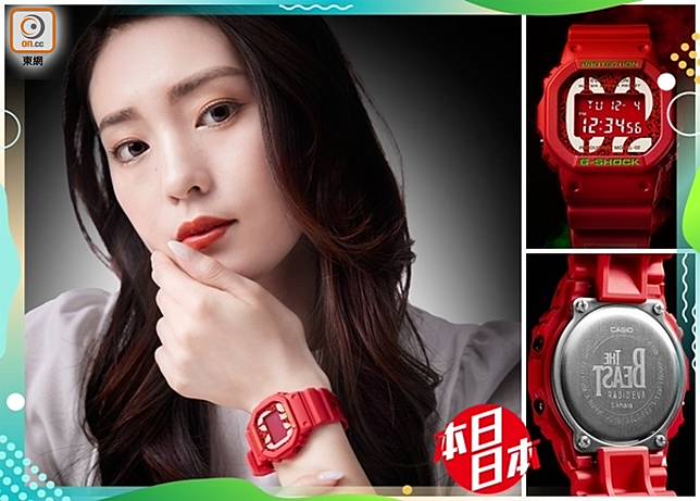 G-SHOCK與RADIO EVA合作推出新款手錶「 DW-5600 EVA-02 THE BEAST MODEL feat.RADIO EVA」， 錶身採用明日香駕駛的二號機招牌紅色。（互聯網）