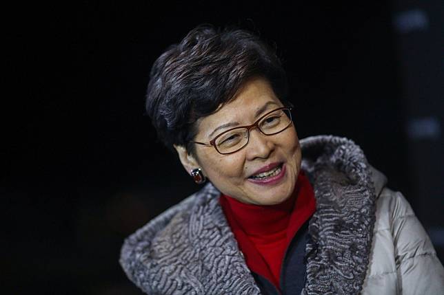 Carrie Lam said Hong Kong police had showed restraint in handling violent protests when she spoke to the media in Davos. Photo: Bloomberg