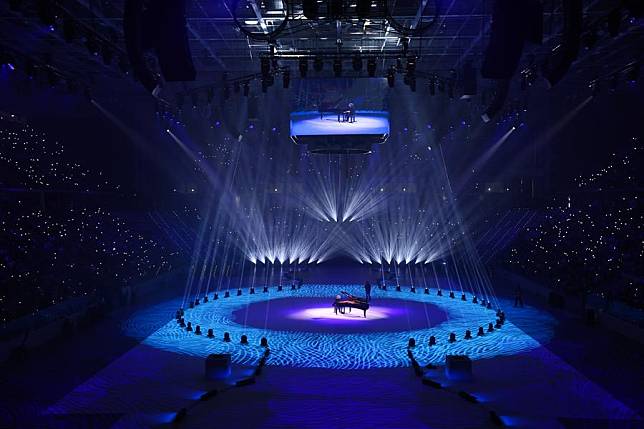 Italian musician Giovanni Allevi performs during the opening ceremony of the 2025 FISU World Winter University Games in Turin, Italy, Jan. 13, 2025. (Xinhua/Li Jing)