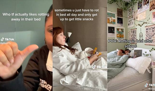 近日TikTok出現了一陣年輕世代的流行風潮「在床上擺爛」（in bed rotting）。