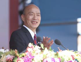 立法院長韓國瑜出席國慶大會致詞，歡迎各界到場共襄盛舉。（中央社）