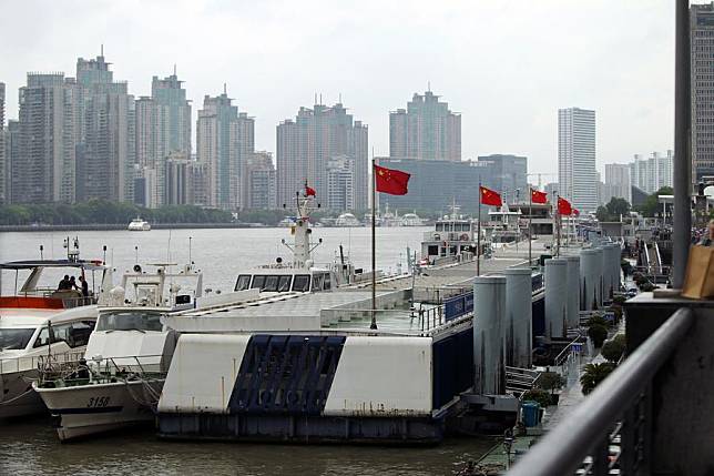 Passenger ferry operations were suspended ahead of the landfall of Typhoon Bebinca in east China's Shanghai, Sept. 15, 2024. (Photo by Chen Haoming/Xinhua)