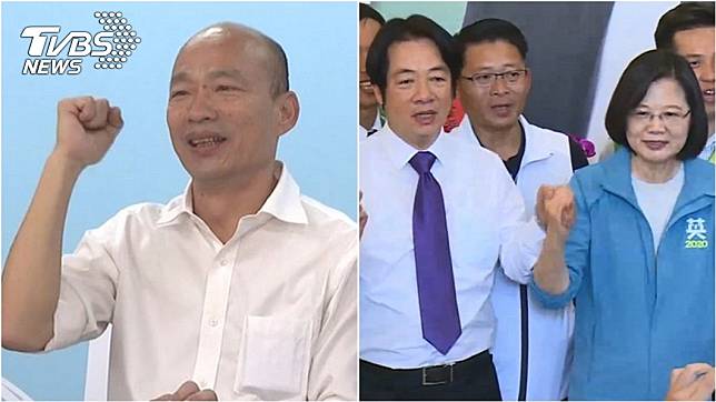 國民黨總統參選人韓國瑜(左圖)評論蔡賴配(右圖)。圖／TVBS資料照