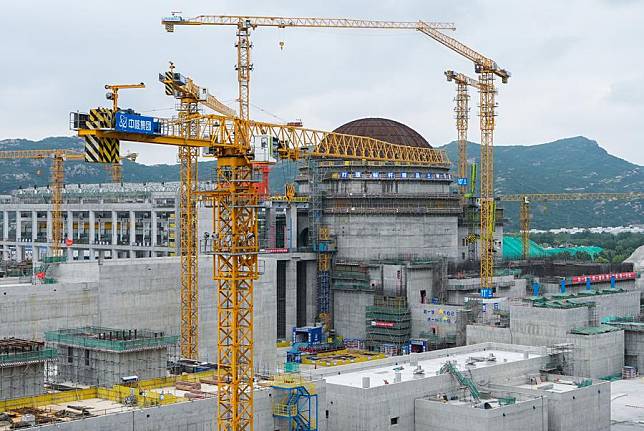 This photo shows the Tianwan Nuclear Power Station Unit 8 under construction in Lianyungang, east China's Jiangsu Province, June 19, 2024. (Xinhua/Li Bo)