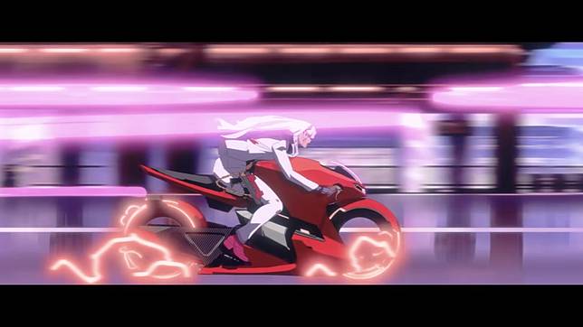 騎機車奔馳於東京的模樣