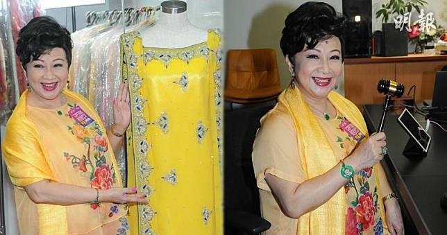 家燕姐捐出225件服裝義賣籌款，包括2015年無綫台慶頒獎禮所穿的「登基衫」。（林祖傑攝）