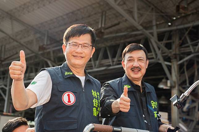 林佳龍與余天今日首度合體車掃。