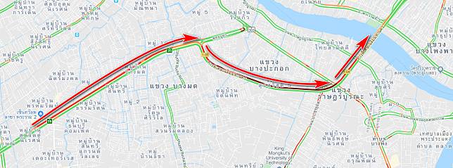 ถนนพระราม2 เข้าทางพิเศษเฉลิมมหานคร ติดขัด