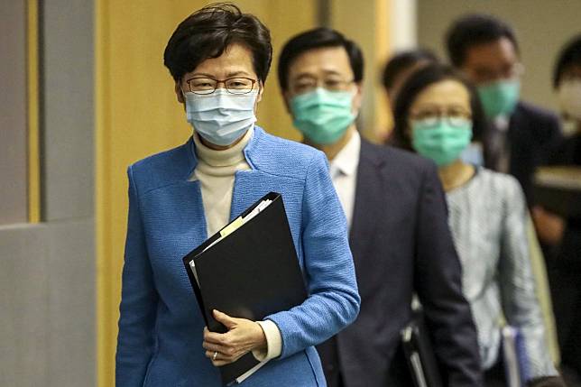 Hong Kong Chief Executive Carrie Lam meets the press on Friday. Photo: K. Y. Cheng