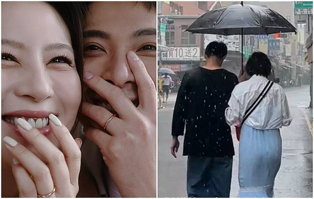 連晨翔在大雨中陪劉品言喝牛肉湯。(圖/IG@esther88、yuweiiv)