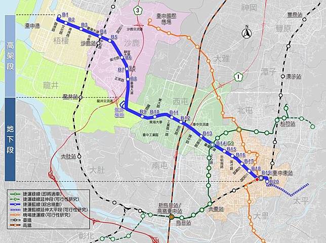 台中捷運藍線經費暴增，要送交通部的20站也全公佈。(記者唐在馨翻攝)