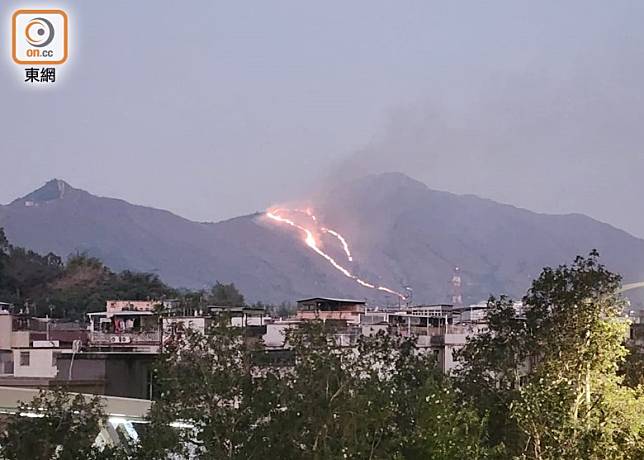 八鄉雞公嶺發生山火。