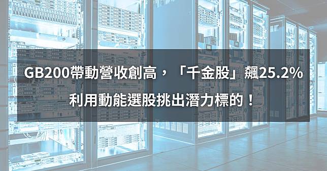 【個股分析】GB200帶動營收創高，「千金股」大漲25.2%。利用動能選股挑出潛力標的！