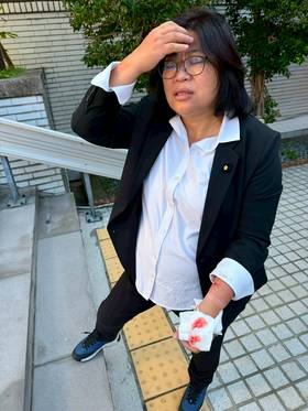 2024年12月6日，立院衝突濺血。王美惠辦公室提供