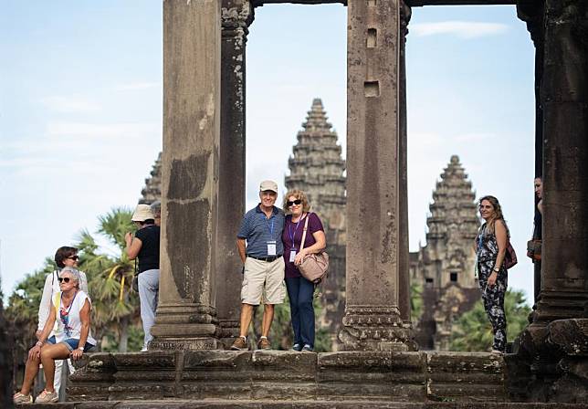 Tourists visit the Angkor Wat temple in Siem Reap province, Cambodia on Oct. 18, 2024. (Photo by Sao Khuth/Xinhua)