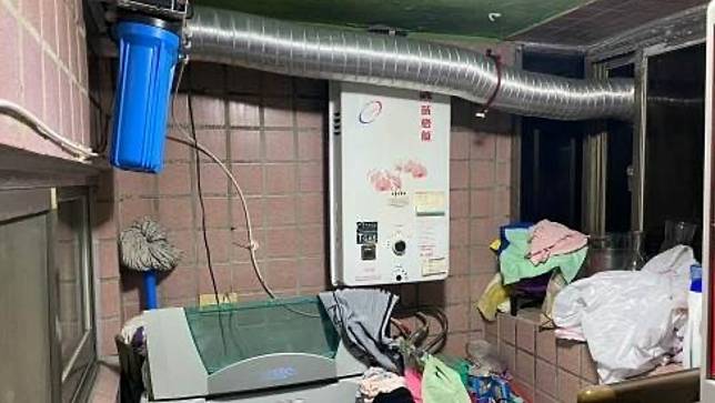 台中市發生一家三口一氧化碳中毒事件，警消研判熱水器裝置處密不通風導致中毒。台中市消防局提供