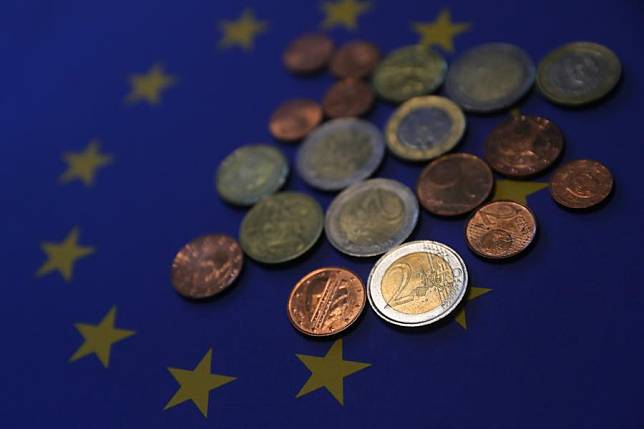 Euro coins are seen in Brussels, Belgium, Dec. 30, 2021. (Xinhua/Zheng Huansong)