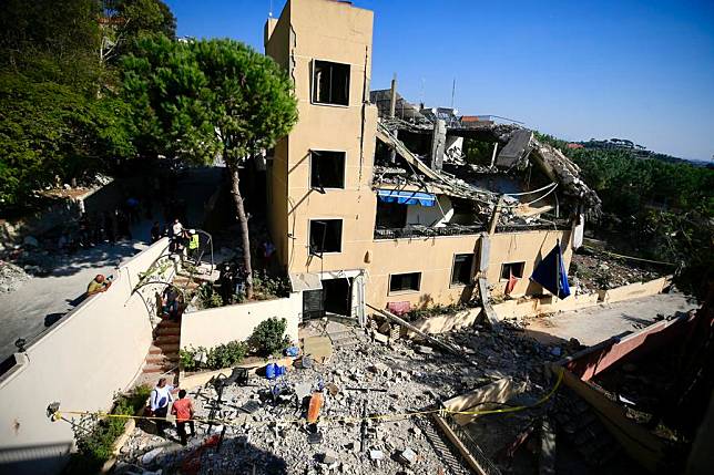 This photo taken on Oct. 9, 2024 shows the destruction caused by an Israeli airstrike in Wardaniyeh, Lebanon. (Photo by Ali Hashisho/Xinhua)