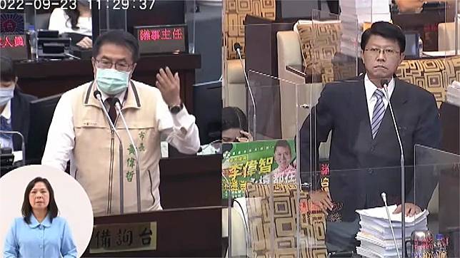 國民黨台南市長參選人、議員謝龍介在議會質詢時爆粗口。圖／台視新聞