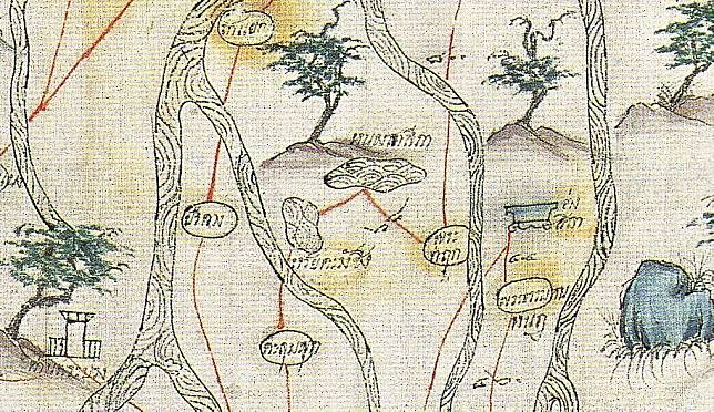 แผนที่แสดงตำแหน่งหนองสาลิกา ในแผนที่สมัยรัชกาลที่ ๓ ซึ่งมีชื่อเรียกว่า “แผนที่เขมรในนี้ ฉบับที่ ๗” (ภาพจาก Royal Siamese Maps : War and Trade in Nineteenth Century Thailand, Bangkok : River Books, 2006.)