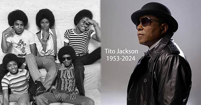 Tito Jackson（右圖）與米高積遜等兄弟早年組成The Jackson 5（左圖），昨日逝世，享年70歲。（網上圖片）