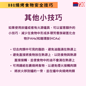 BBQ燒烤健康及食物安全技巧（am730製圖）