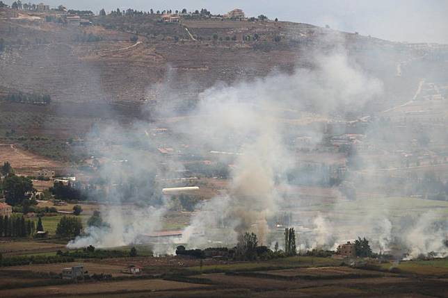 This photo shows the smoke from Israeli airstrikes in Bint Jbeil, Lebanon, on Sept. 23, 2024. (Photo by Taher Abu Hamdan/Xinhua)