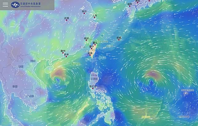 輕颱「康芮」在菲律賓海域持續增強。（中央氣象署提供）