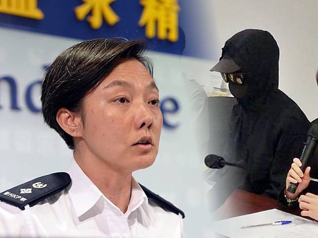 有女示威者（右）指控警方迫脫光搜身，東九龍總區高級警司傅逸婷（左）稱會嚴肅跟進。
