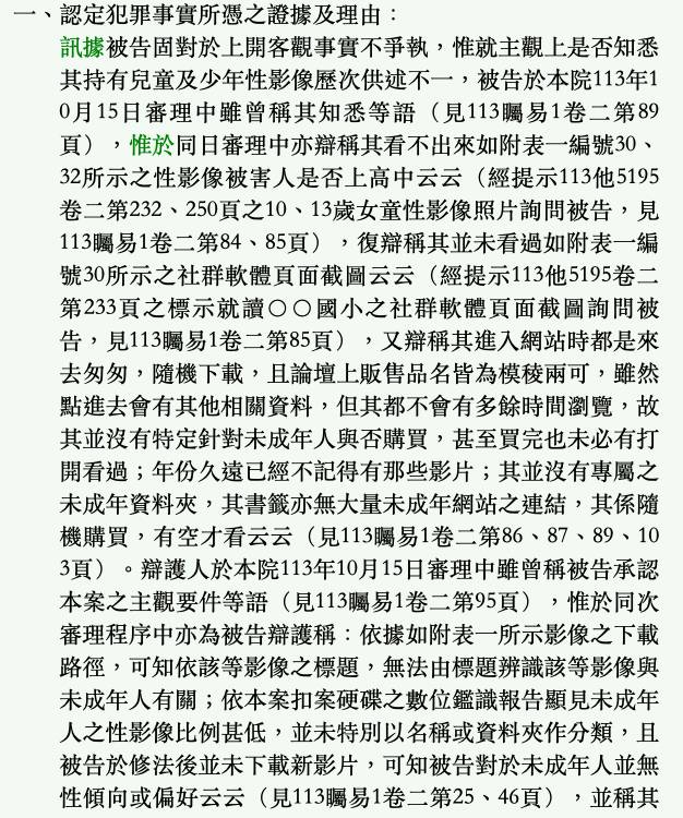 檢方在調查途中，發現黃子佼總共買了2259部兒少性影像。對此，黃子佼辯稱「下載不代表觀看，沒看完全部影片」。然而卻被法官戳破謊言，認定犯行明確，犯後態度欠佳，因而判刑。   圖：翻攝自司法院官網