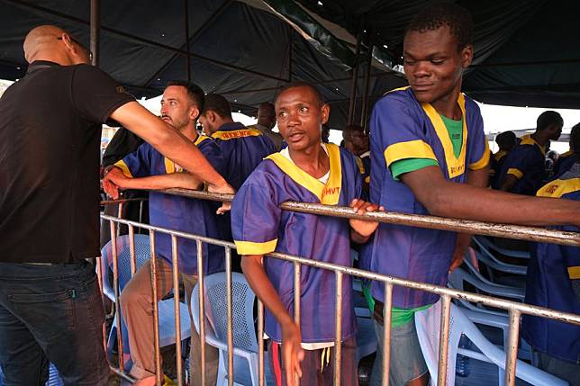 Suspects are seen at a military court in Kinshasa, the Democratic Republic of the Congo (DRC), Sept. 13, 2024. (Str/Xinhua)