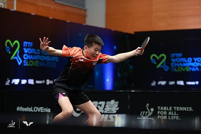 郭冠宏在U15年男團決賽為台灣拿下第一點勝利。(取自WTT官網)