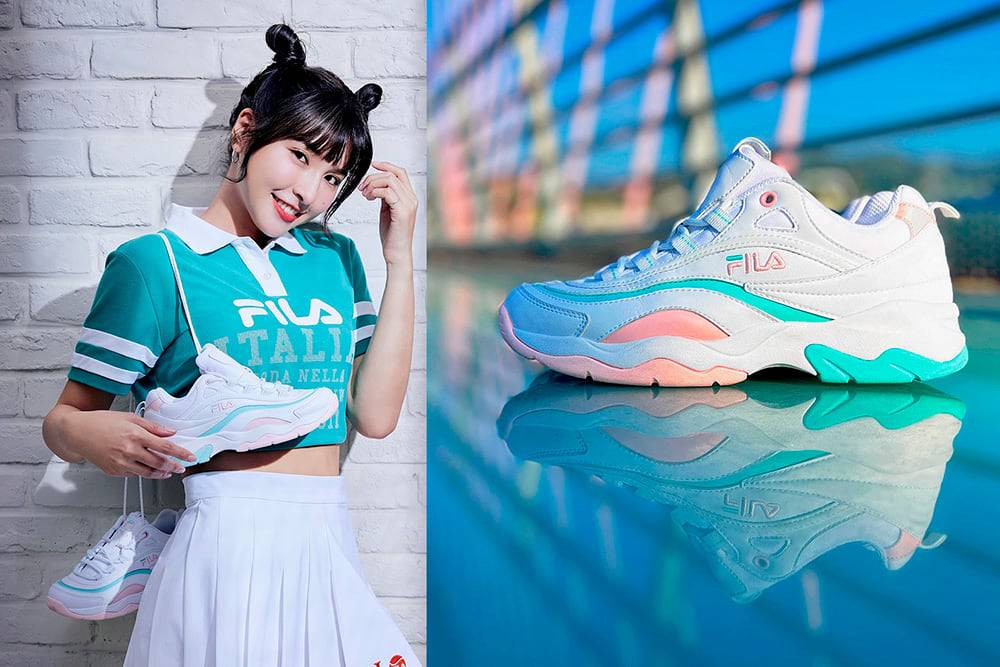 Fila ray white pink mint hot sale