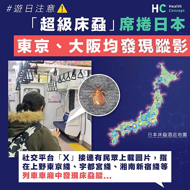 【遊日注意】「超級床蝨」席捲日本 東京、大阪均發現蹤影