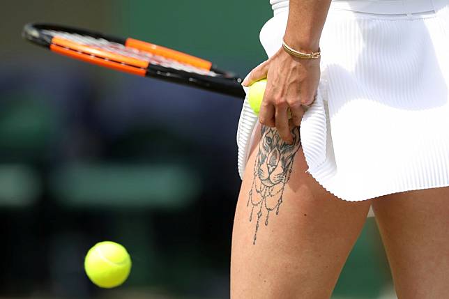 Ukrainian tennis star Elina Svitolina's leg tattoo could make an appearance at next summer’s 2020 Tokyo Olympics like it did at Wimbledon and Rio. Photo: Reuters