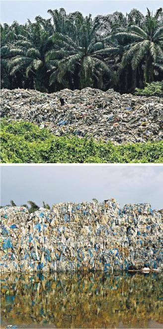 馬來西亞成為中國實施禁令後，首批廢塑膠「垃圾崗」，兩圖是雪蘭莪州 Jenjarom的非法廢膠棄置場。（網上圖片）