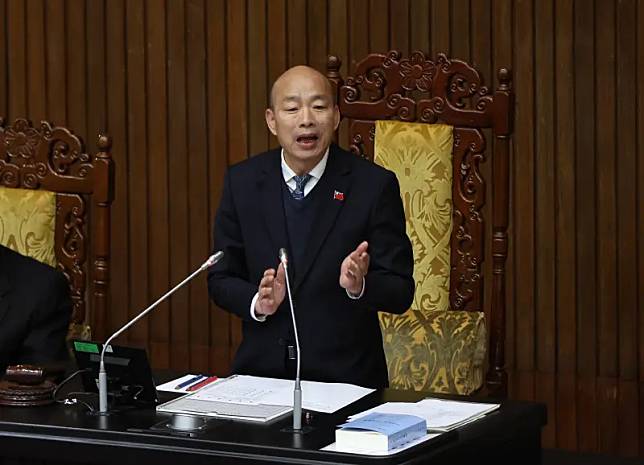 韓國瑜今主持院會，數度主動打斷立委質詢，維持議場秩序。（圖／陳明中攝，20240223）
