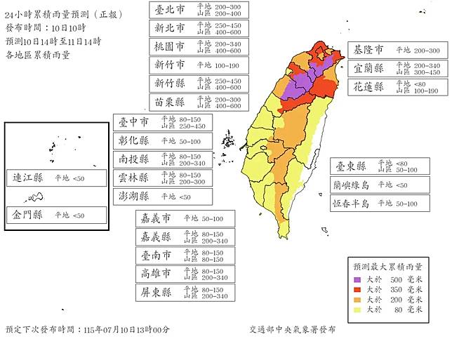 巴威颱風逼近！最新風雨預測曝光　明19縣市達停班課標準 | (圖/氣象署)
