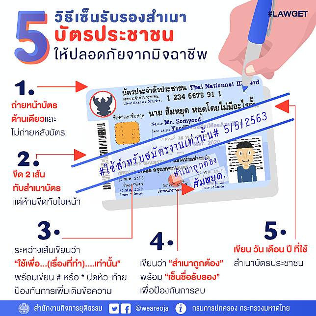 5 วิธีเซ็นรับรองสำเนาบัตรประชาชนอย่างไรให้ปลอดภัยจากมิจฉาชีพ