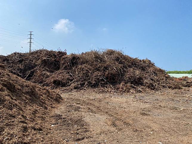 南市環保局成立木料銀行，將廢樹枝破碎成約五公分大小尺寸，增加木料去化速度及多元應用。（環保局提供）