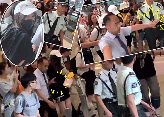 Angelababy抵達上海機場遇上熱情粉絲索簽名，點知來了一個動作浮誇的保安趕粉絲，令場面變得混亂。