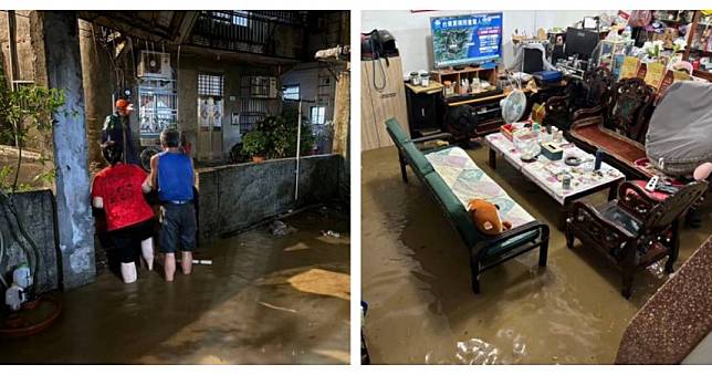 瑞芳區一級淹水警戒！整條路黃泥水　住戶家中「淹到小腿」