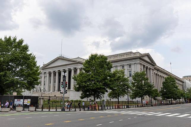 Photo taken on July 29, 2024 shows the U.S. Treasury Building in Washington, D.C., the United States. (Xinhua/Hu Yousong)