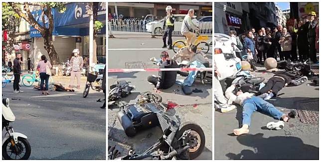 廣州鬧市今日（12日）早上9時許發生嚴重車禍，一部房車在北京路附近幾條街橫衝直撞。(影片截圖)