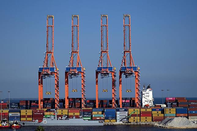 Photo taken on Oct. 11, 2024 shows cargo containers at the Port of Mersin, Türkiye. (Mustafa Kaya/Handout via Xinhua)