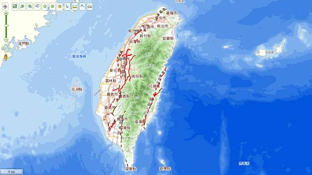 中央地質調查所推出「台灣活動斷層分布」網站。（圖／翻攝自經濟部中央地質調查所）