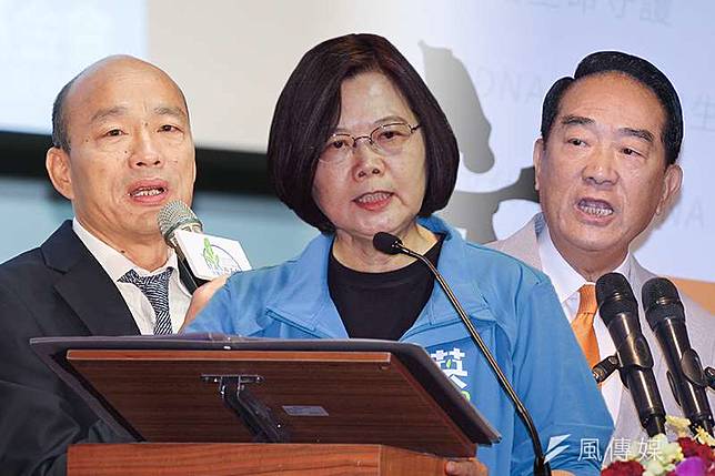 《風傳媒》整理出（左起）國民黨韓國瑜、民進黨蔡英文、親民黨宋楚瑜3位2020總統候選人的政見。（資料照，簡必丞、蔡親傑、盧逸峰攝／風傳媒合成）